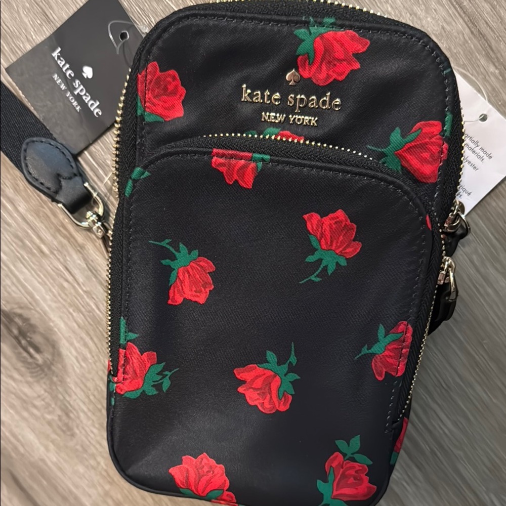 Kate Spade Red and Black Floral Crossbody